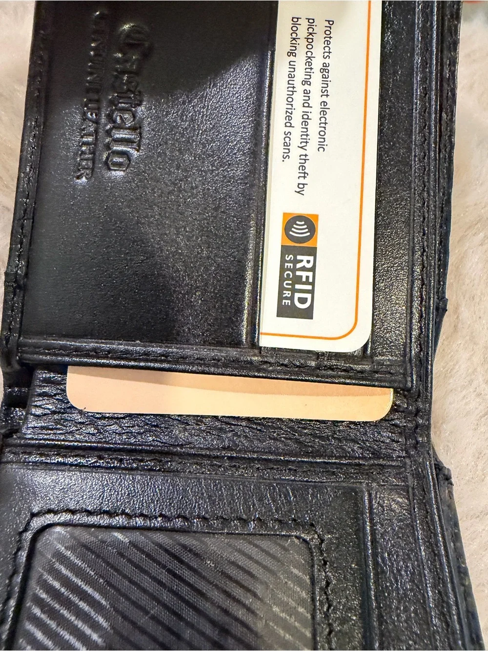 Castello Leather Black Card Sleeve Wallet